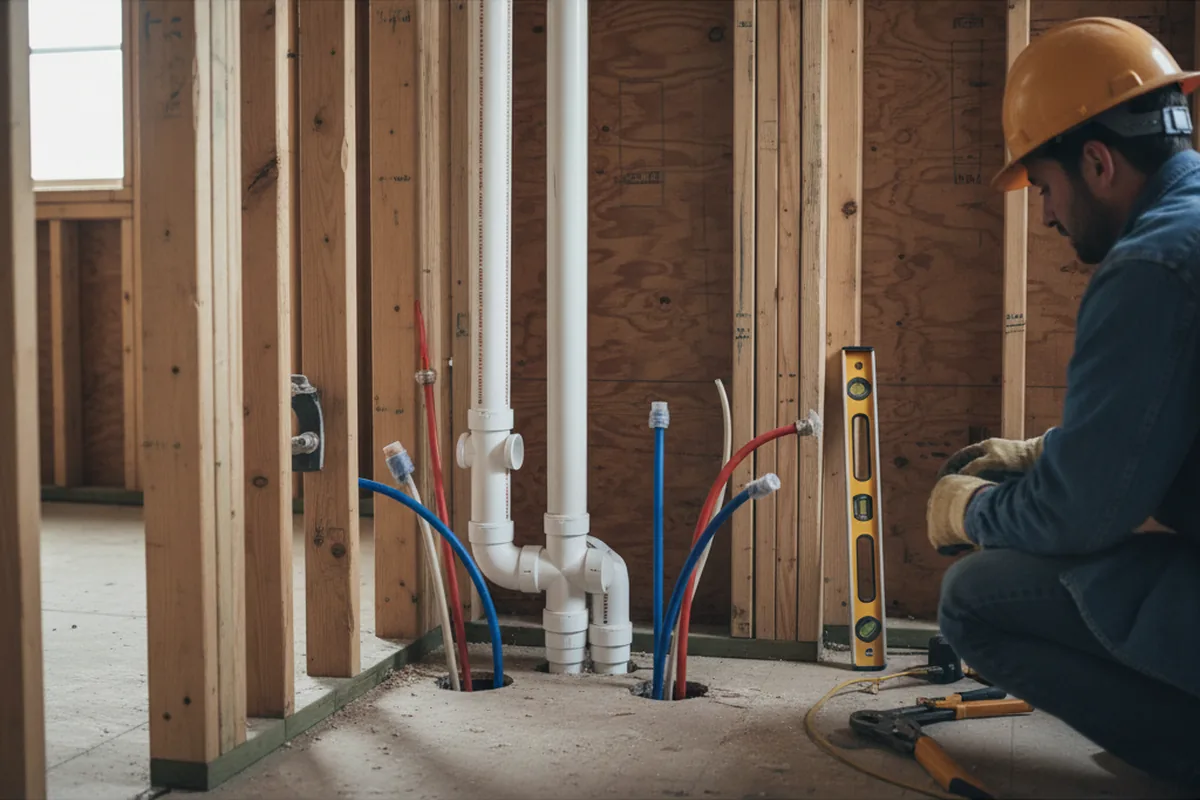 Drain and supply rough-in during Toilet Repair and Installation in Johnstown
